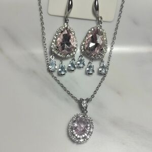 Elegant Pink and Silver Jewelry Set